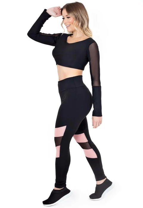 Conjunto Cropped Manga Longa e Calça Legging Conjunto Fitness | REF: LX101 - Imagem 3