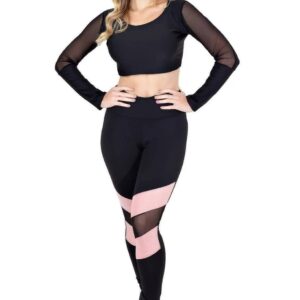 Conjunto Cropped Manga Longa e Calça Legging Conjunto Fitness | REF: LX101