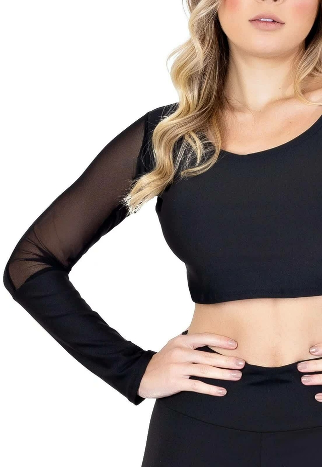 Conjunto Cropped Manga Longa e Calça Legging Conjunto Fitness | REF: LX101 - Imagem 2