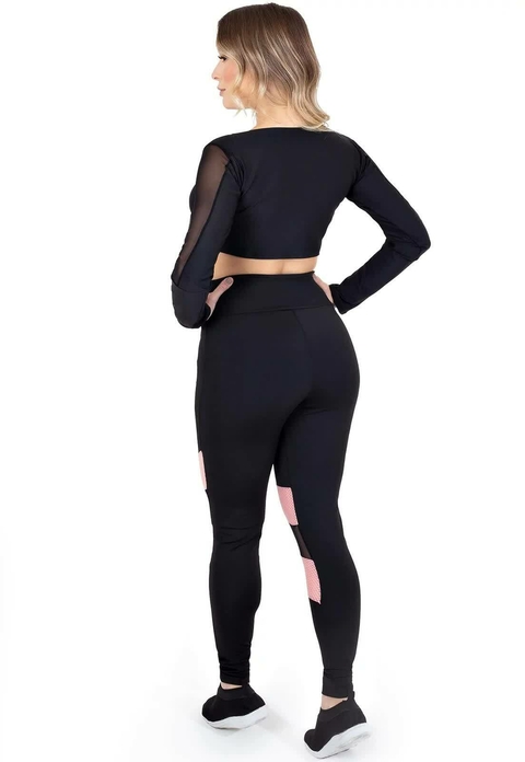 Conjunto Cropped Manga Longa e Calça Legging Conjunto Fitness | REF: LX101 - Imagem 4
