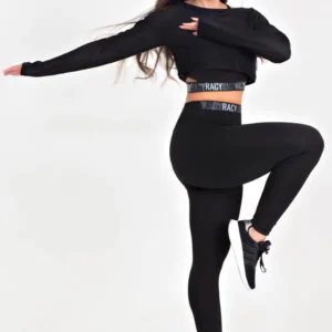 Conjunto 3 Peças Calça Legging + Top + Cropped de Telinha Preto com Elásticos Conjunto Fitness | REF: CCA9