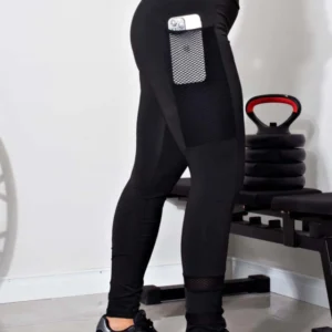 Calça Com Bolso em Tela Legging Fitness Preta | REF: LX83